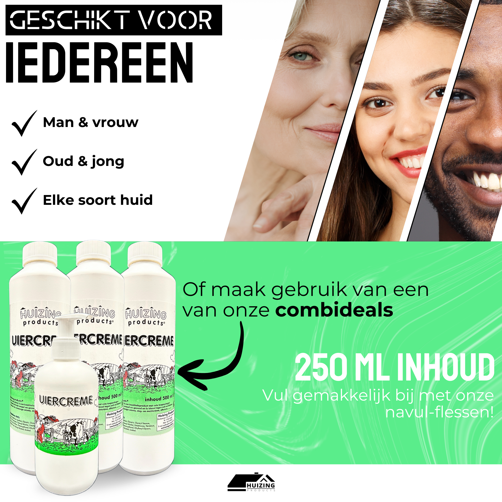 Uiercrème pompfles 250 ml